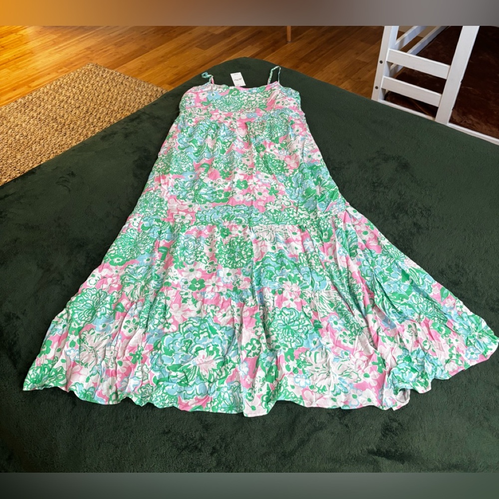NWT Large Lilly Pulitzer Teresa Maxi Dress Multi Plumes In Bloom - Picture 3 of 5